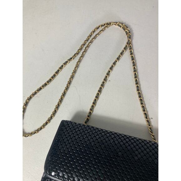 Whiting & Davis Women's Black Evening Purse Bag Crossbody Bag w/ Gold Chain‎ - Picture 7 of 16